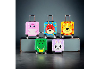 Dětský cestovní 3D kufr na kolečkách - HRANATÝ