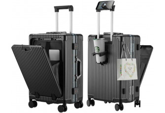 Příruční palubní kufr TravelSmart s USB portem, TSA zámky a držákem na pití - černá