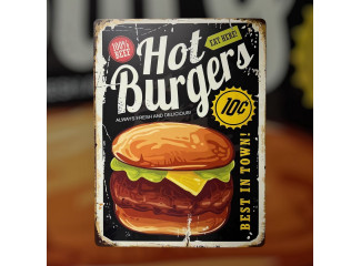 Hot Burgers 40x30 plechová cedule